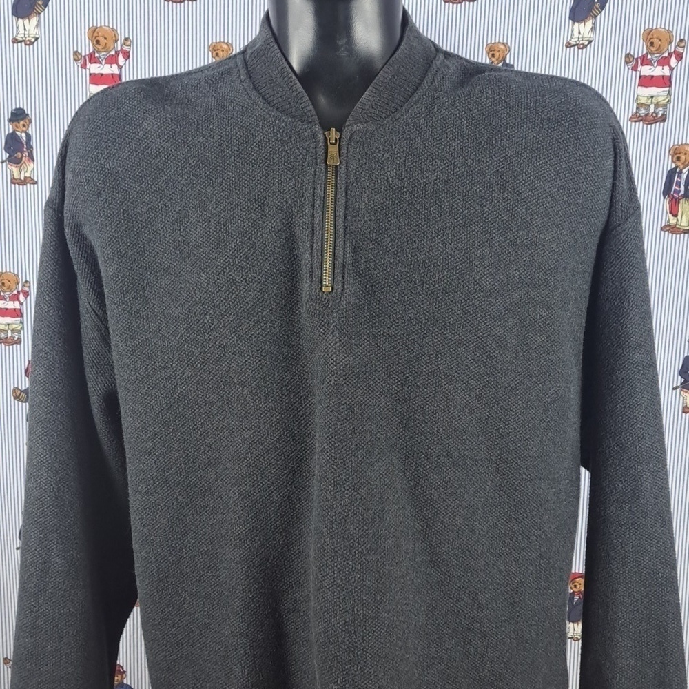 Tommy Bahama 1/4 zip casual thick material gray XL pullover preppy sweater